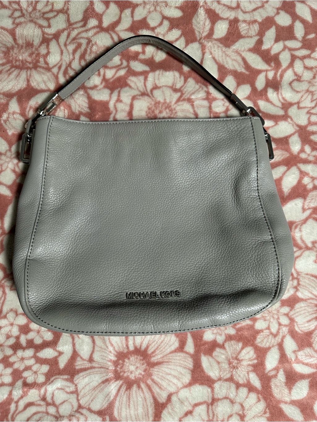 Michael Kors Gray Pebbled Leather Shoulder Hobo